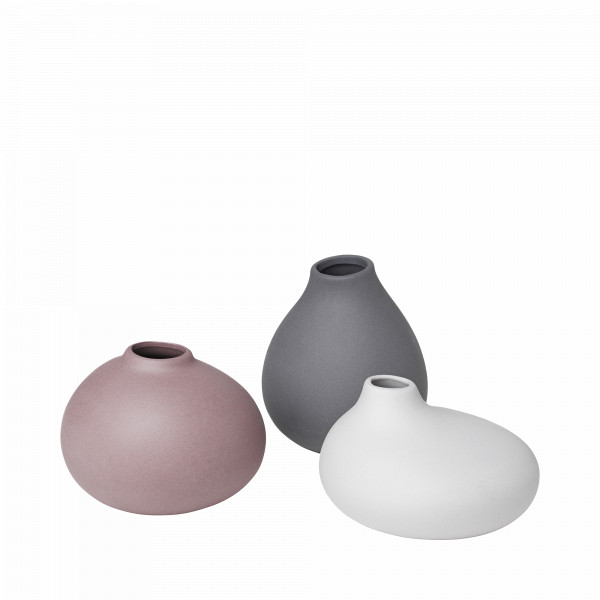 Set 3 Vasen NONA Bark, Micro Chip, Pewter | blomus