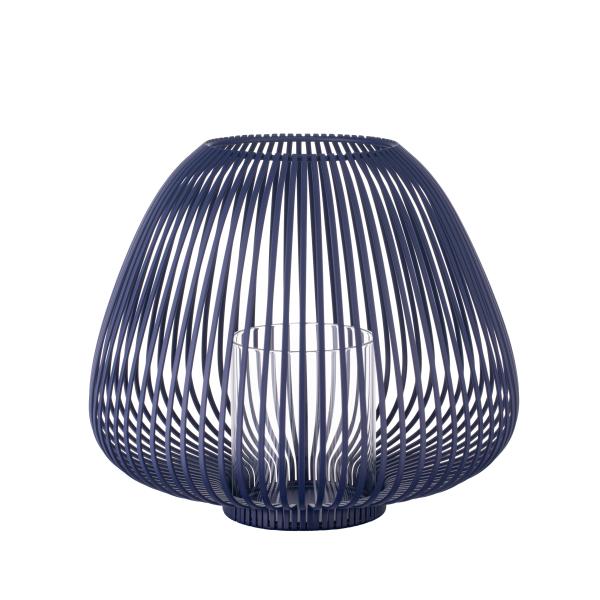 blomus LYVA lantern M Ocean Cavern, steel & glass, glass cylinder, filigree metal struts, indoor