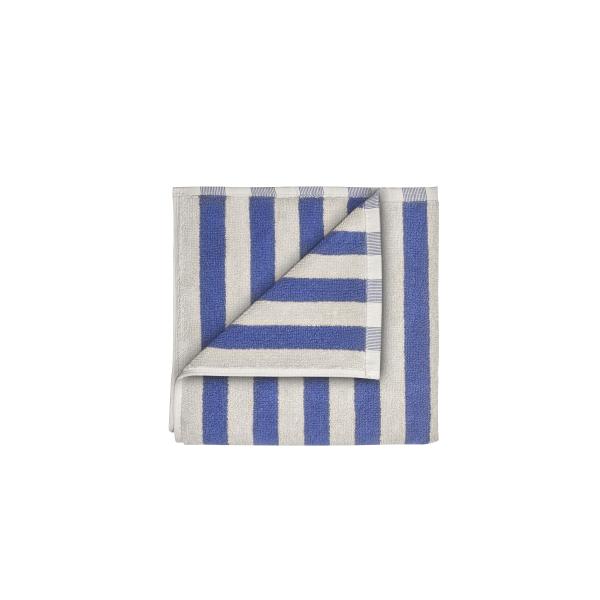 blomus ARTO Handtuch, 50×100 cm, Moonbeam/Mazarine Blue, Bio-Baumwolle, 600 g/m², breite Streifen, GOTS