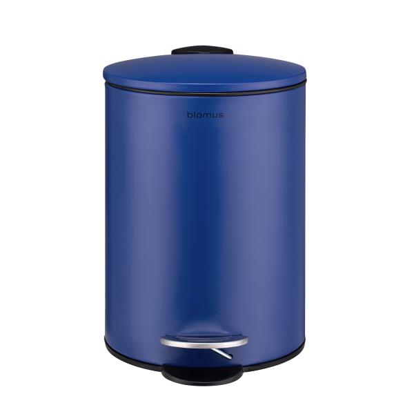 blomus TUBO pedal bin, 3 litres, Mazarine Blue, steel, plastic, smart-close system, removable inner bin