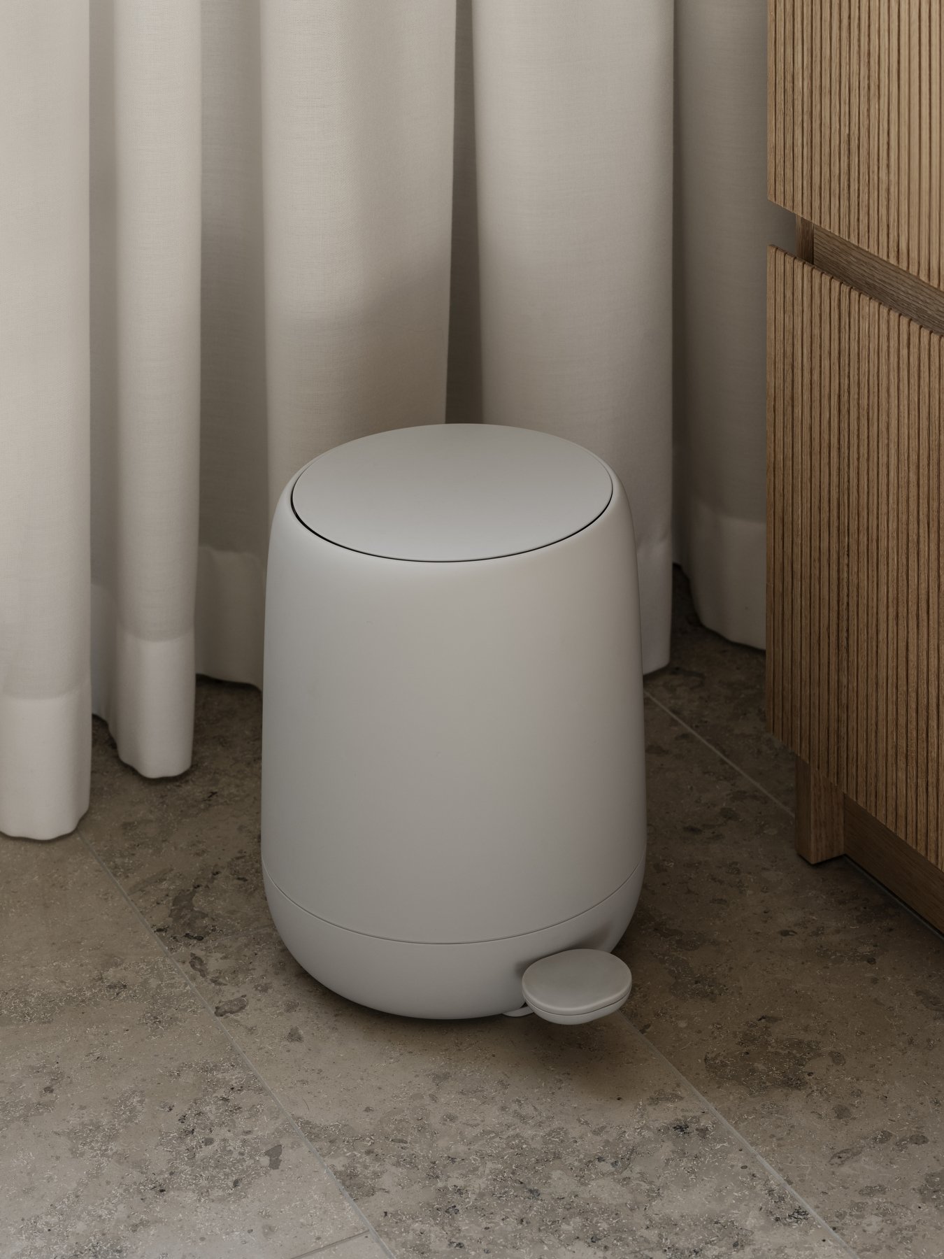 thumbnail image 2 of Blomus Sono Pedal Bin Wastepaper Basket, Moonbeam Cream - 69169 2 of 10